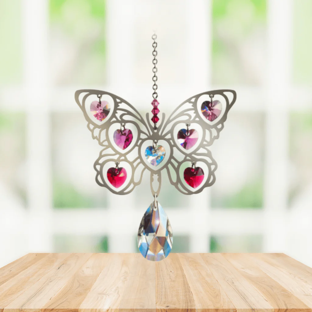 Butterfly ‘Fuchsia’ Large Crystal Suncatcher – Pure Radiance Collection - Image 2