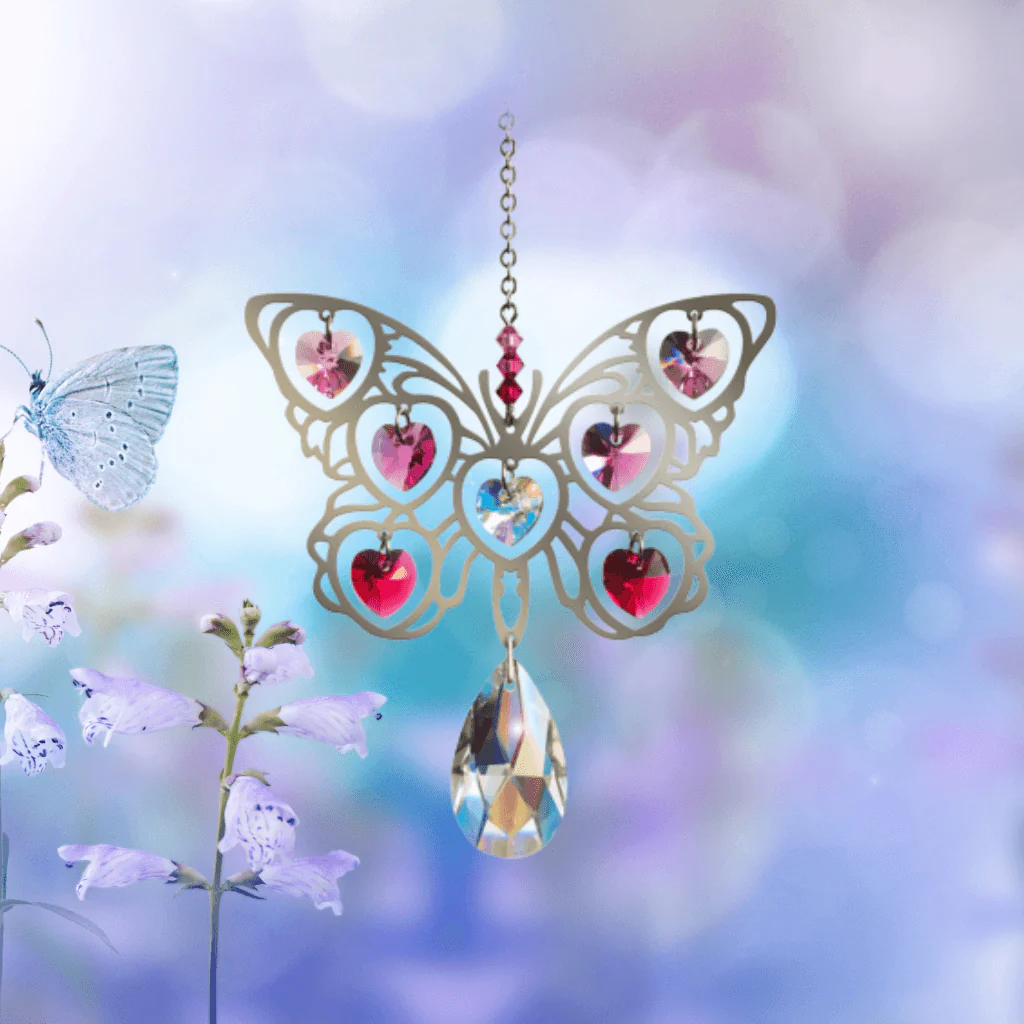 Butterfly ‘Fuchsia’ Large Crystal Suncatcher – Pure Radiance Collection - Image 3