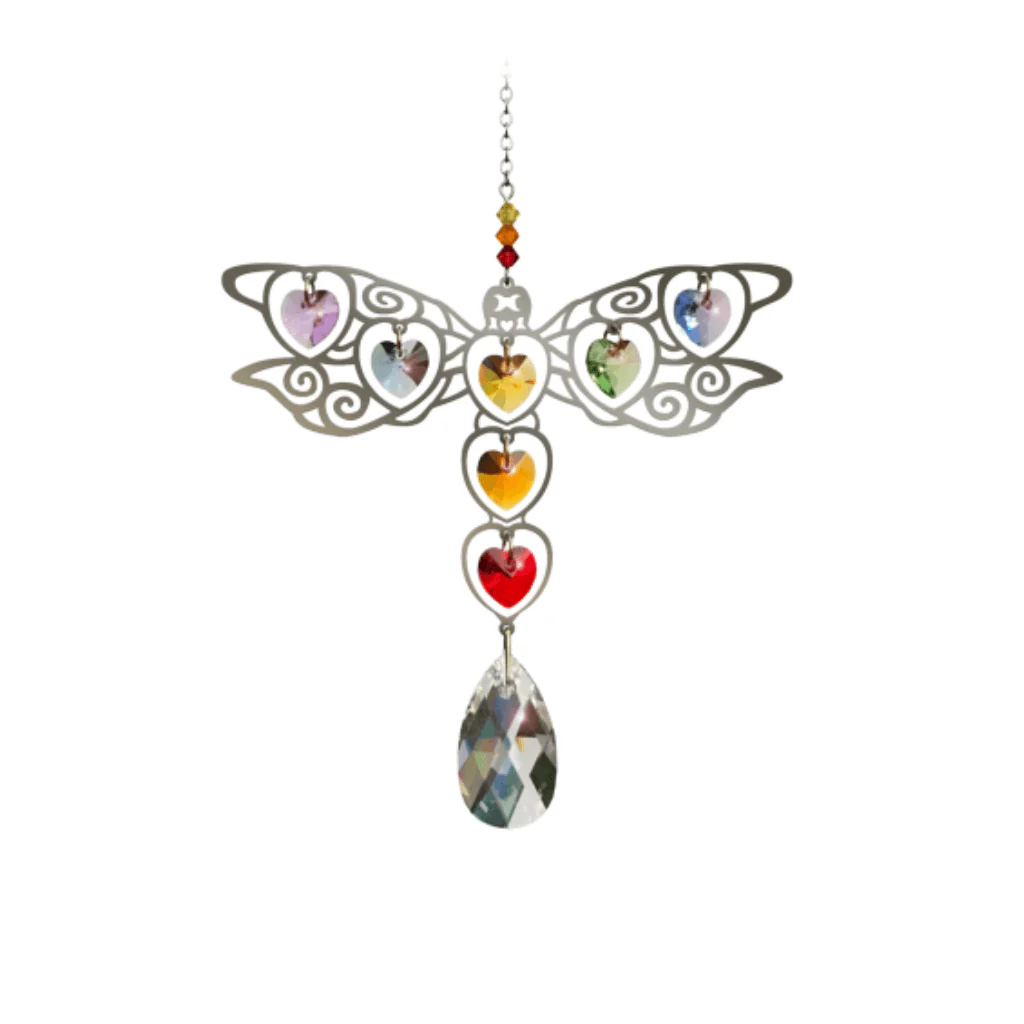 Dragonfly ‘Rainbow’ Large Crystal Suncatcher – Pure Radiance Collection