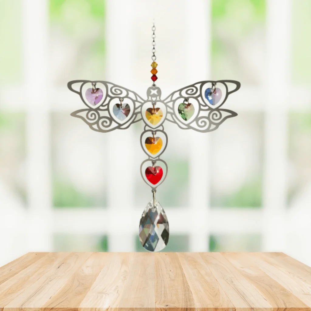Dragonfly ‘Rainbow’ Large Crystal Suncatcher – Pure Radiance Collection - Image 2
