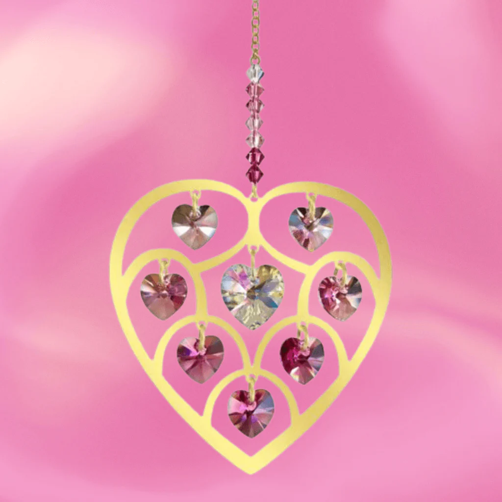 Heart of Hearts Deep Rose – Gold Finish Crystal Suncatcher | Pure Radiance - Image 3