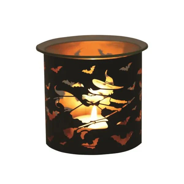 Witch Halloween Wax Melt Burner β Flying Bats & Broomstick Design