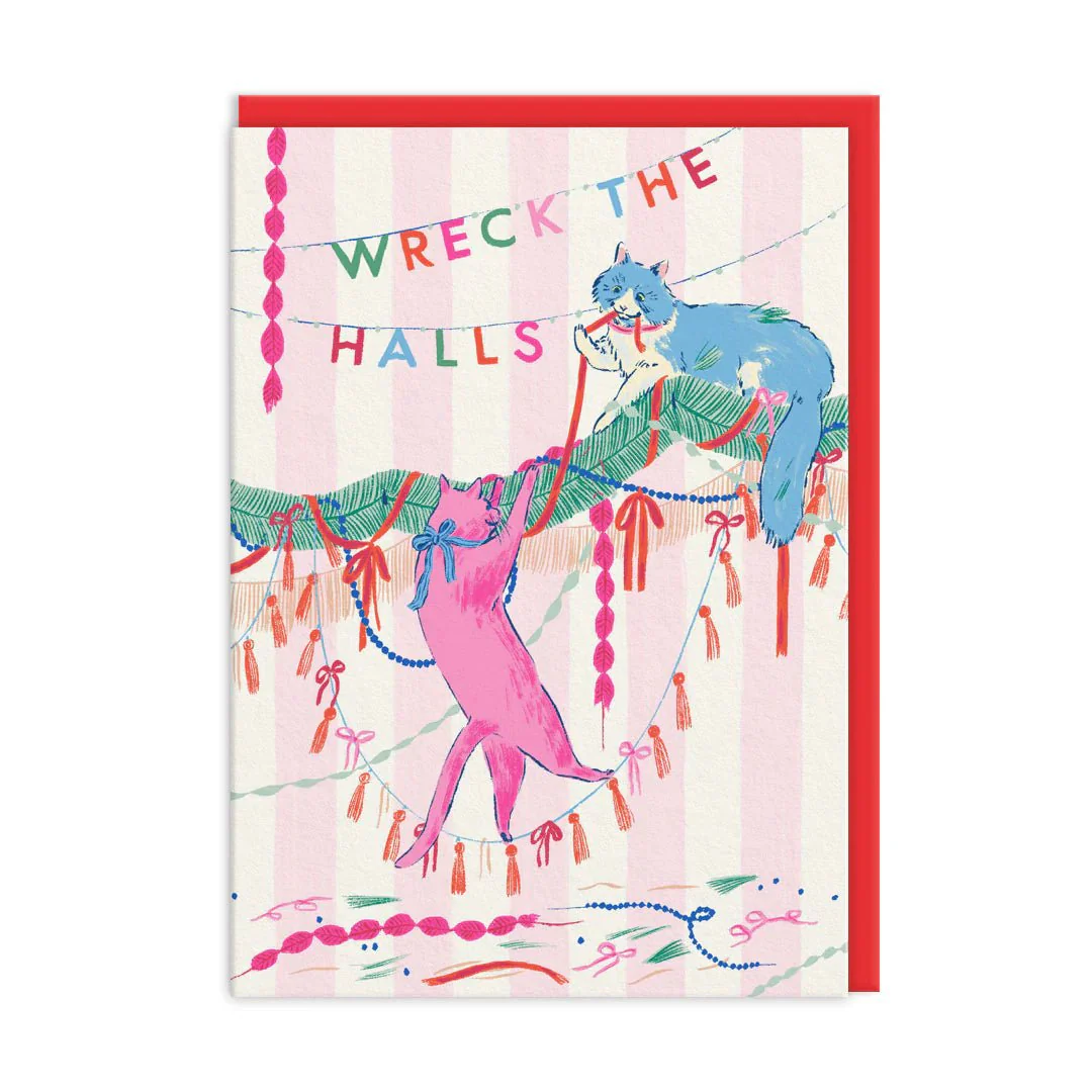 Wreck the Halls Cats Christmas Card